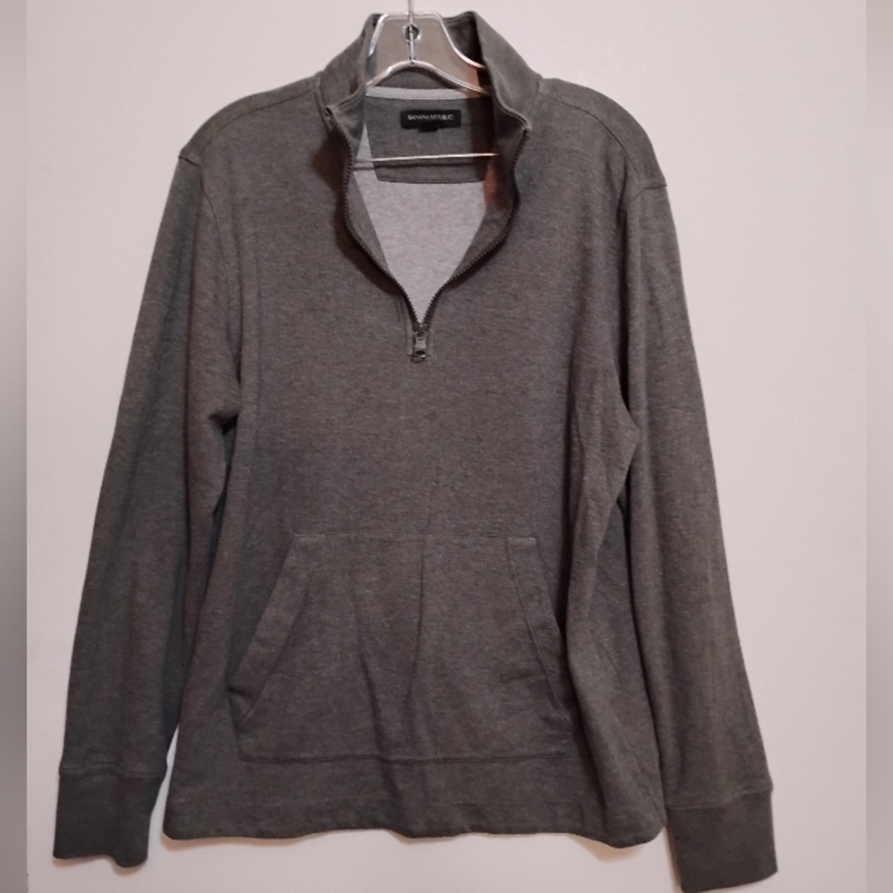 BANANA REPUBLIC Men's Gray Quarter-Zip Sweater M